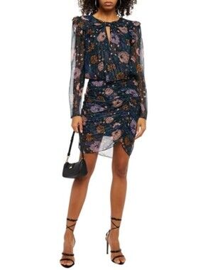 Veronica Beard Peppa Silk Mini Dress Women's Size 8 Floral Metallic Event